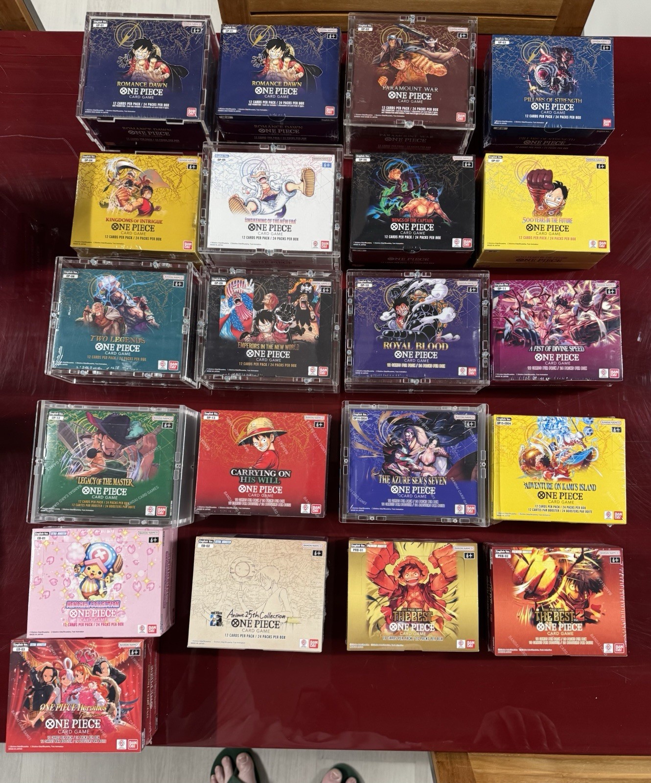Complete Collection Of Box One Piece From OP01-OP15 Eb01-Eb03 Prb01-Prb02
