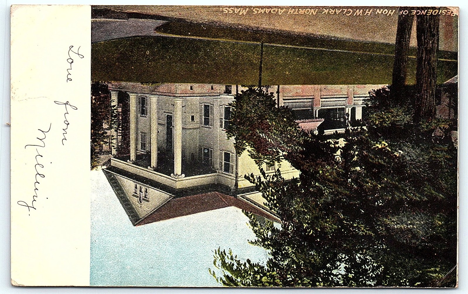 1909 Postcard: H.W. Clark Residence, North Adams, MA