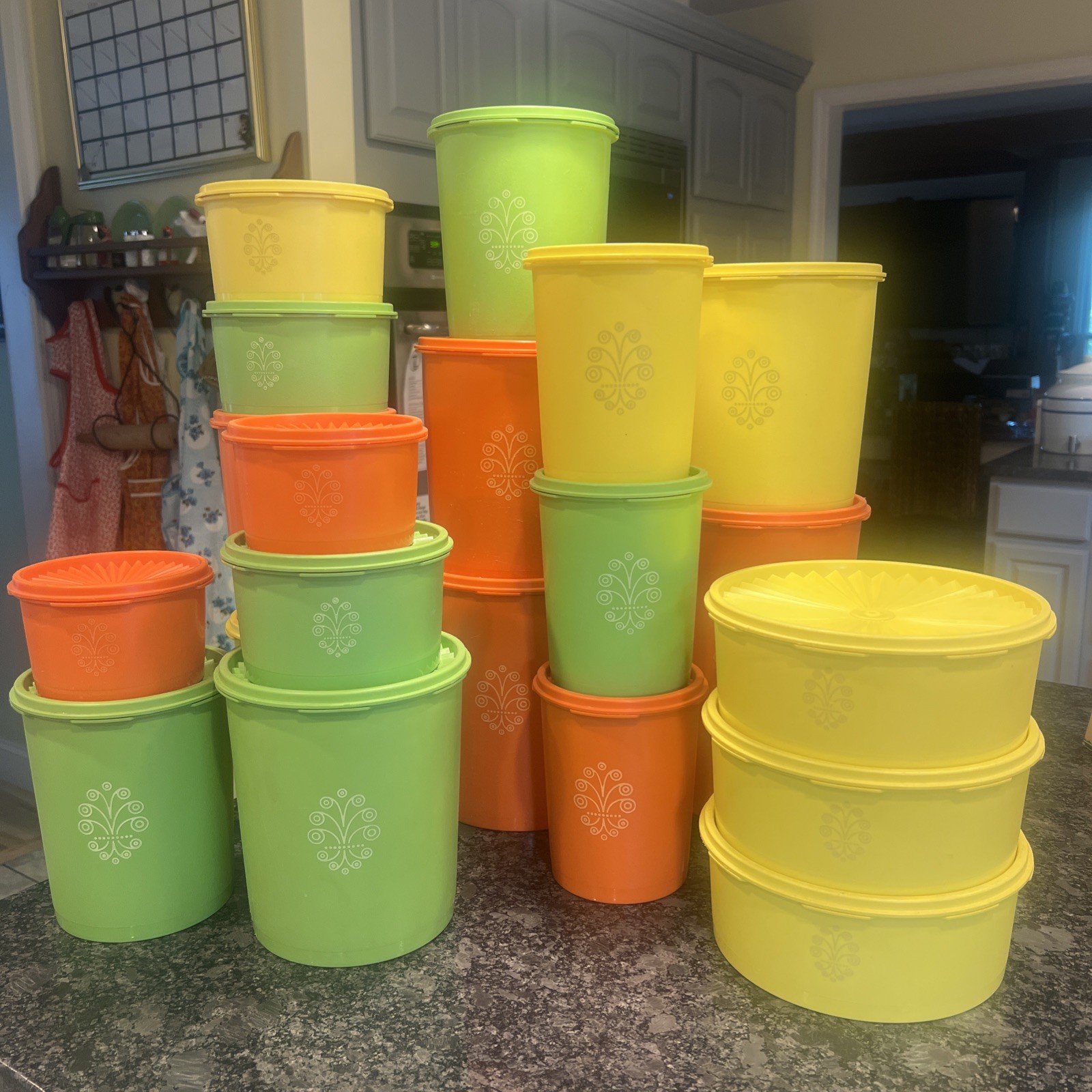 VTG Tupperware Orange, Yellow and Green w/lids VTG Tupperware Orange, Yellow and Green w/lids