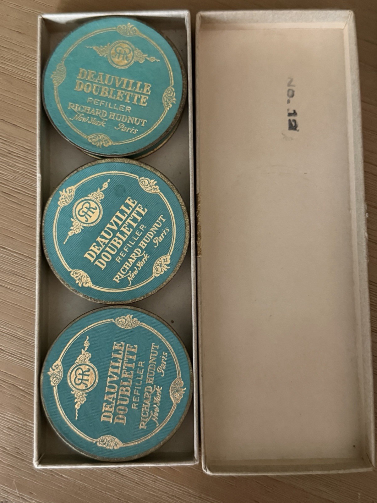 1925 Richard Hudnut Deauville Doublette Rouge Refills Box Of 3 NOS Art Deco