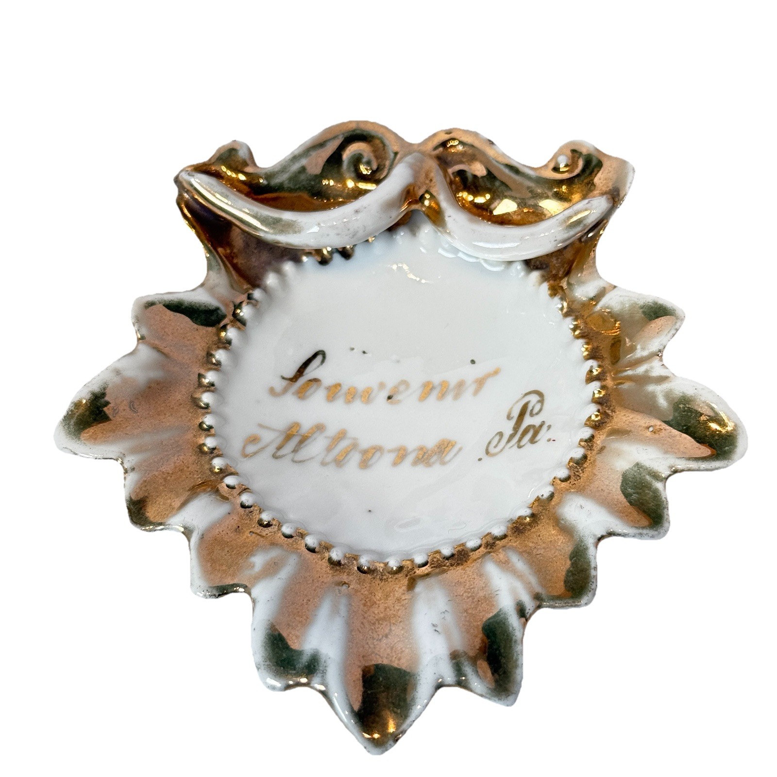 ALTOONA Pennsylvania PA Antique Souvenir Gilded Gold TRINKET DISH ASHTRAY ALTOONA Pennsylvania PA Antique Souvenir Gilded Gold TRINKET DISH ASHTRAY