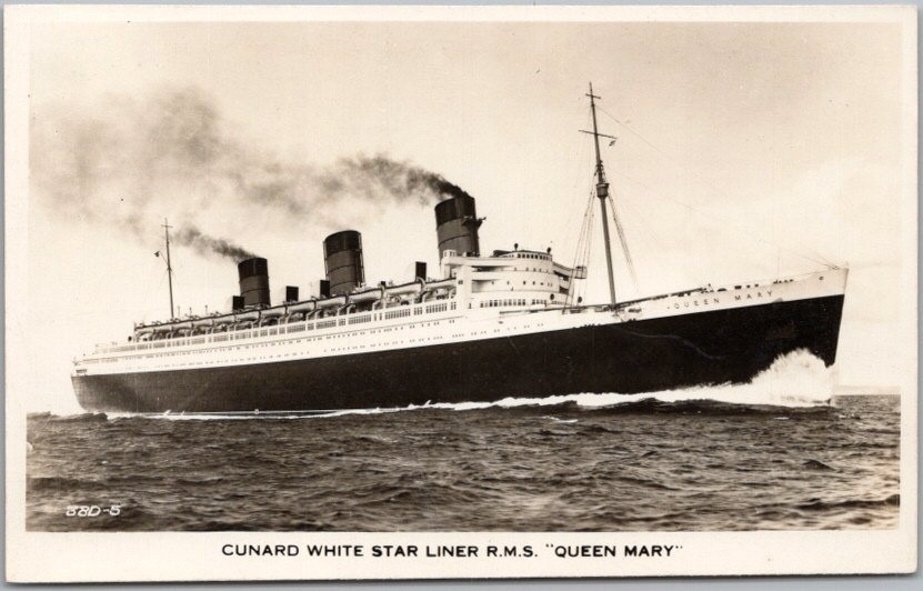 Vintage CUNARD WHITE STAR Real Photo RPPC Postcard 