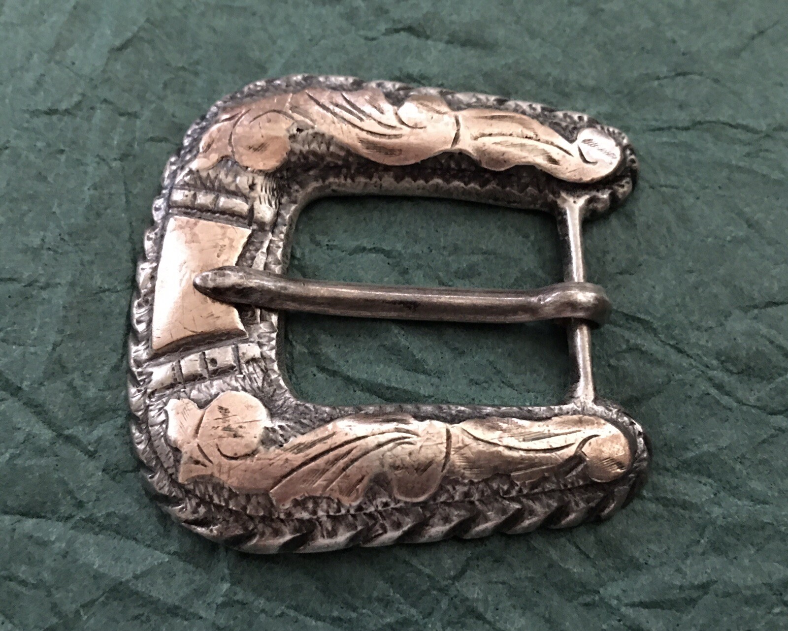  Vintage Old Antique Sterling Silver Mexico Western Cowboy Ranger Belt Buckle