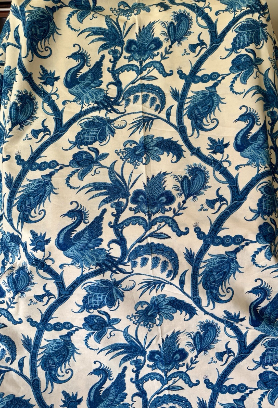 Vintage French Indienne Floral Bird Interiors Cotton Fabric ~ Romanex Blue