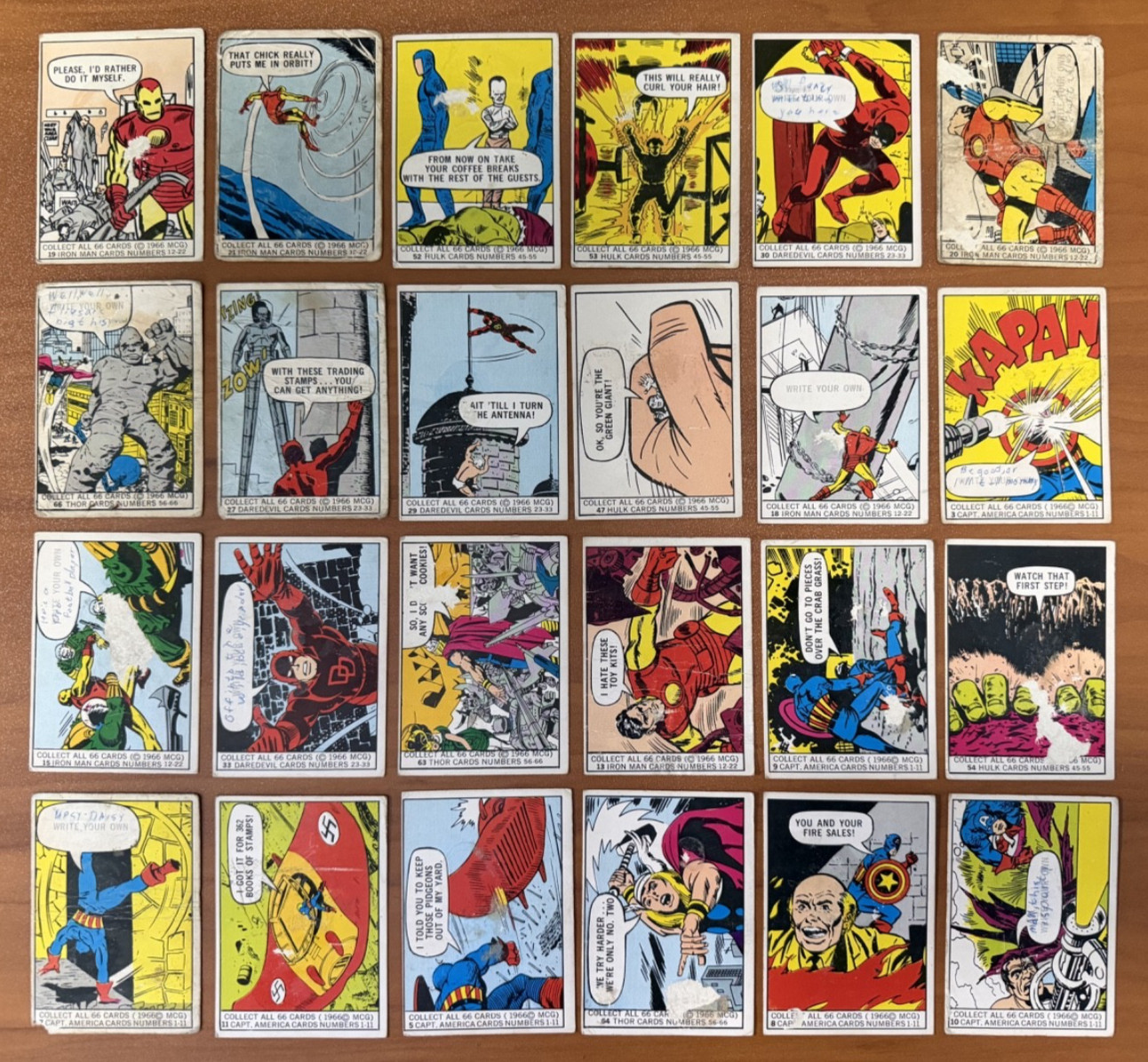 1966 Donruss Marvel Super Heroes Lot 24 Cards Iron Man Hulk Thor Daredevil