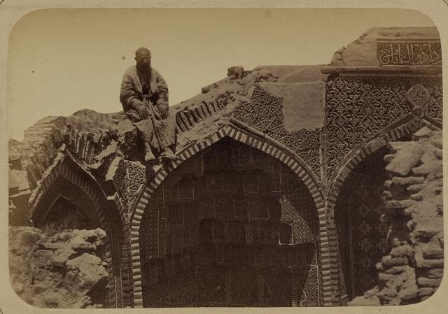Samarkand Uzbekistan 1865-1872 Shah-Arap Mausoleum Shakh-Zinde Ruins Man