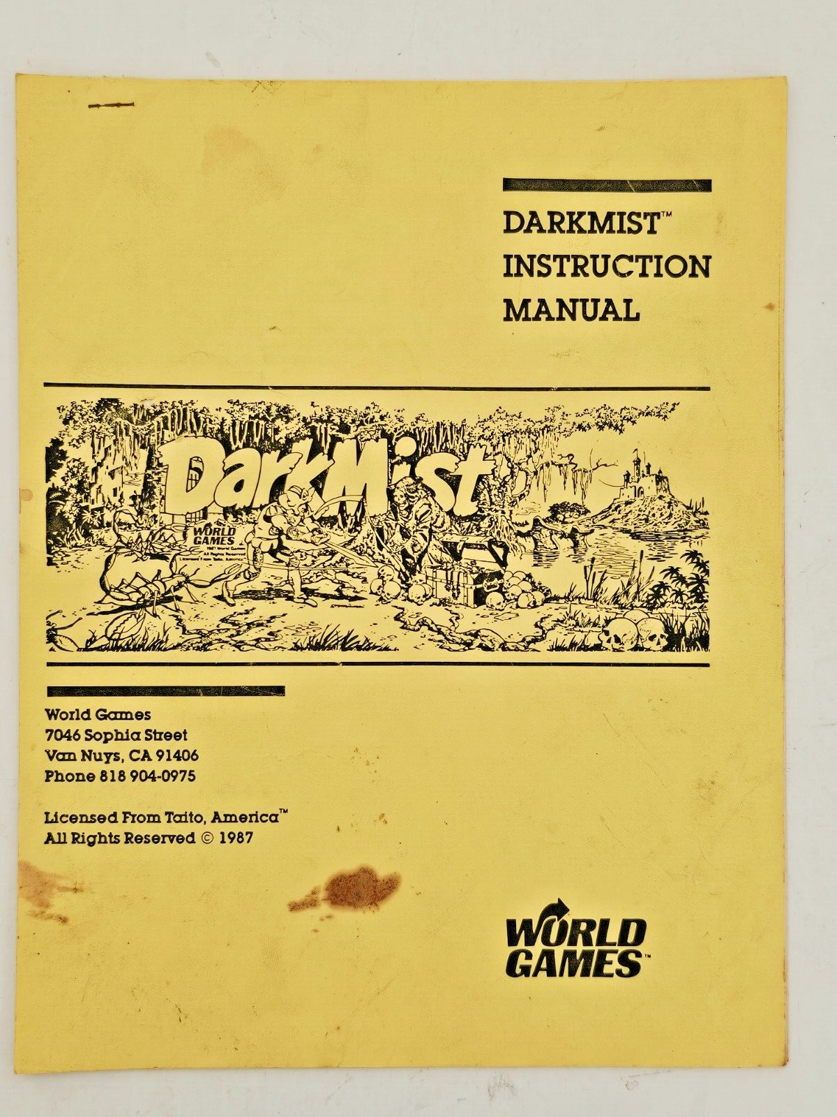 ORIGINAL WORLD GAMES DARK MIST VIDEO GAME INSTRUCTION MANUAL