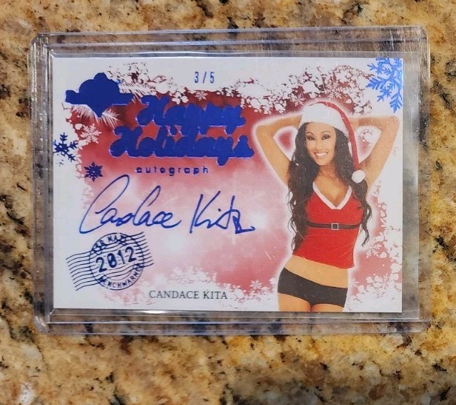 2012 Benchwarmer Happy Holidays Candace Kita Auto Blue Ink /5