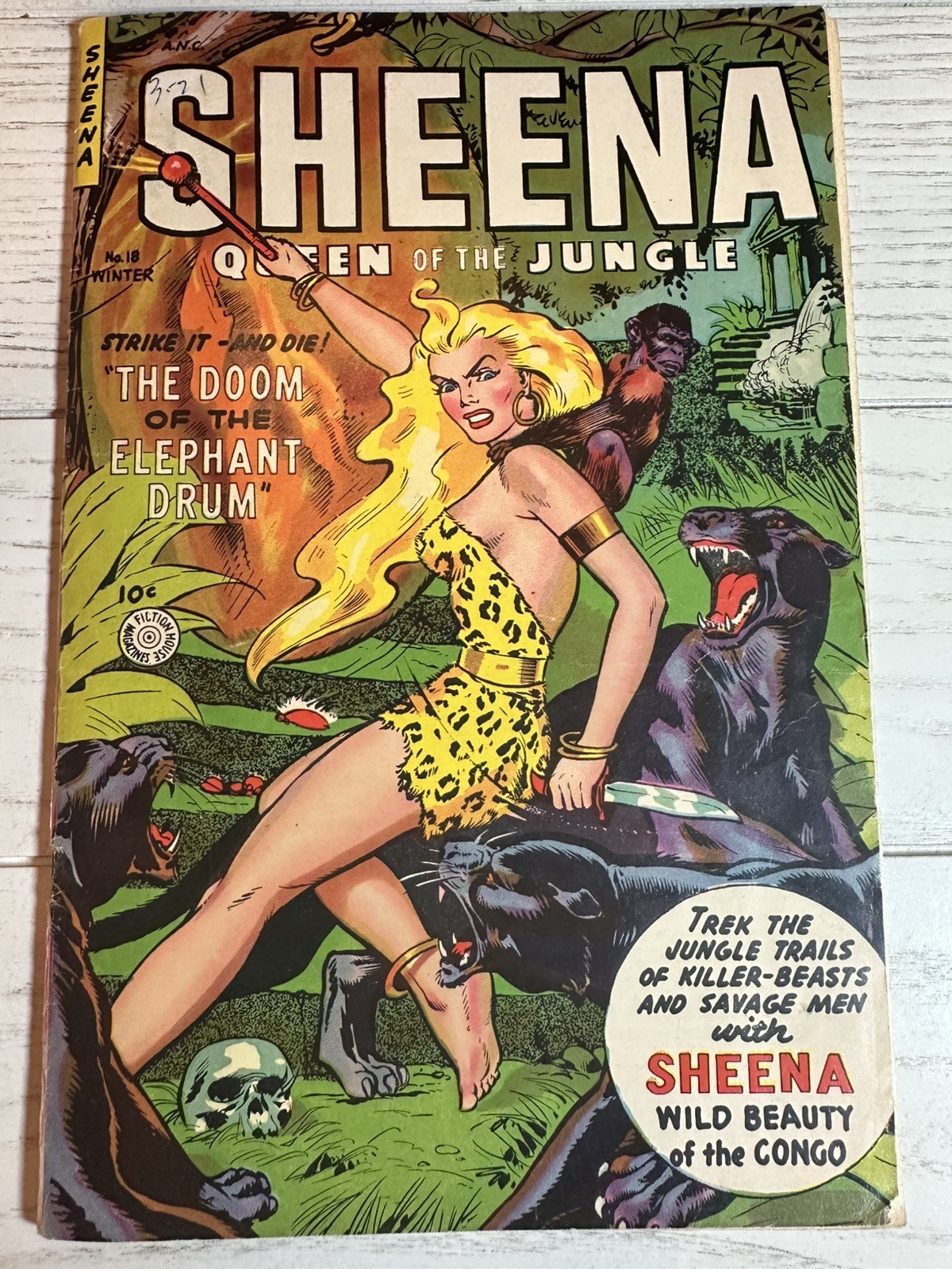 Sheena Queen of Jungle #18 Winter 1952 Fiction House Final Issue Skull Cover