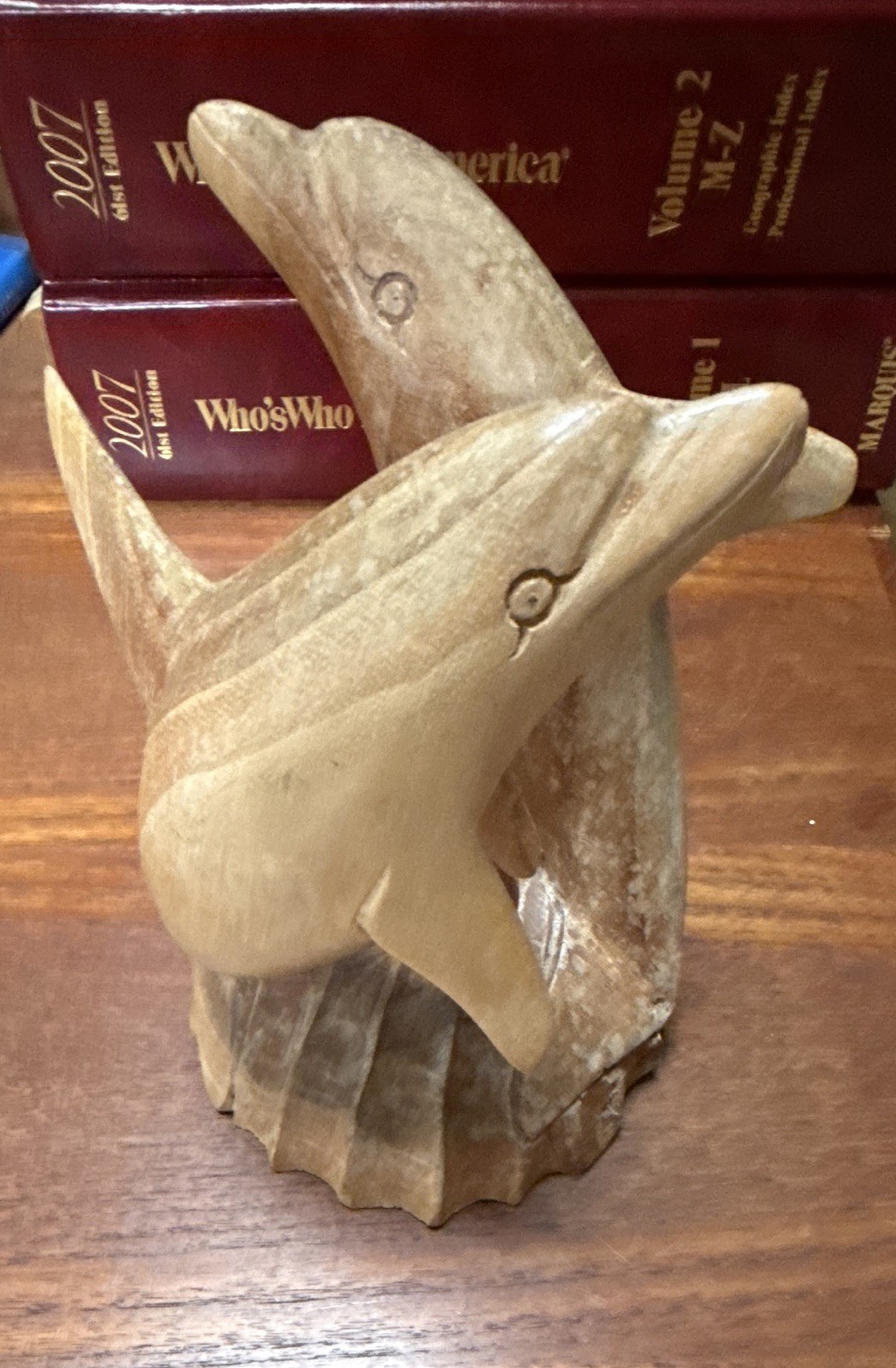 Vintage Hand-Carved Wooden Dolphin Sculpture Porpoise Statue 10-inch Vintage Hand-Carved Wooden Dolphin Sculpture Porpoise Statue 10-inch