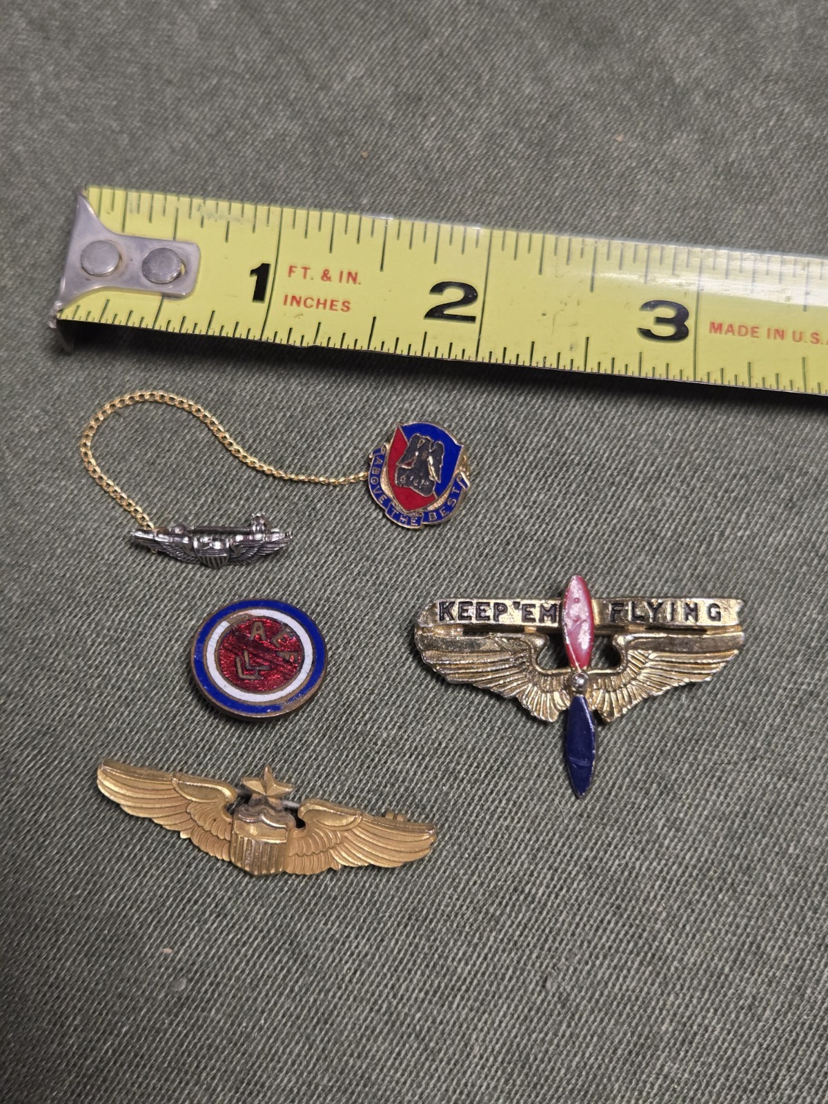 Vintage WWII Original Gold Filled Pilots Wings Sweetheart Pin Lot Keep Em Flying