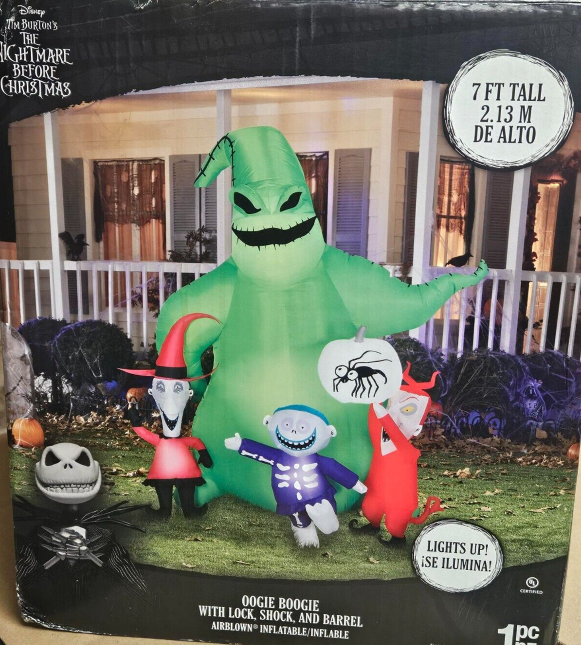 Gemmy 7ft Tall Disney's Nightmare Oogie Boogie w/ Lock, Shock, & Barrel Inflatab Gemmy 7ft Tall Disney's Nightmare Oogie Boogie w/ Lock, Shock, & Barrel Inflatab