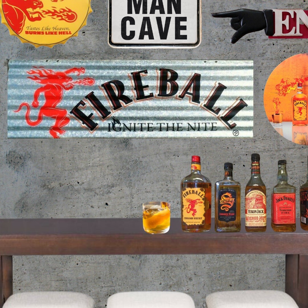 New Fireball Whisky Corrugated Aluminium Metal Sign - Ignite The Nite - Whiskey.