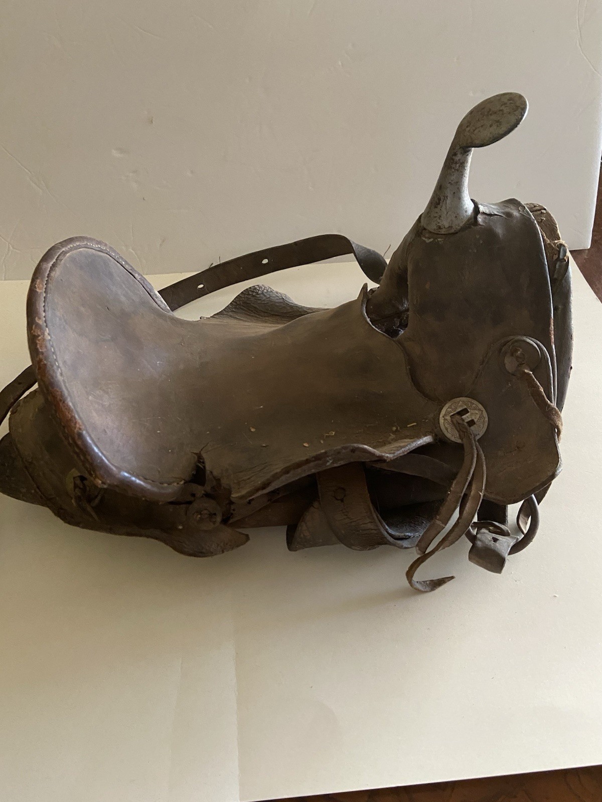 Antique Vintage Leather Old Small Saddle