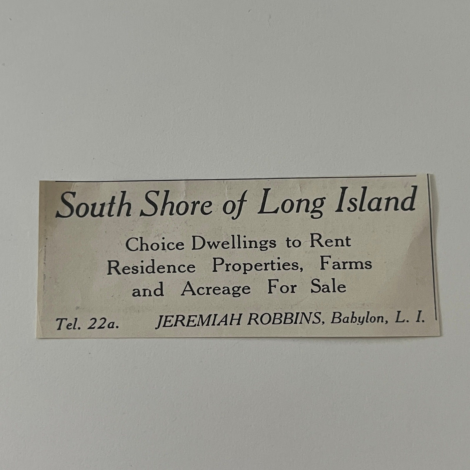 South Shore of Long Island Jeremiah Robbins Babylon LI 1908 Magazine Ad SAH1-S6