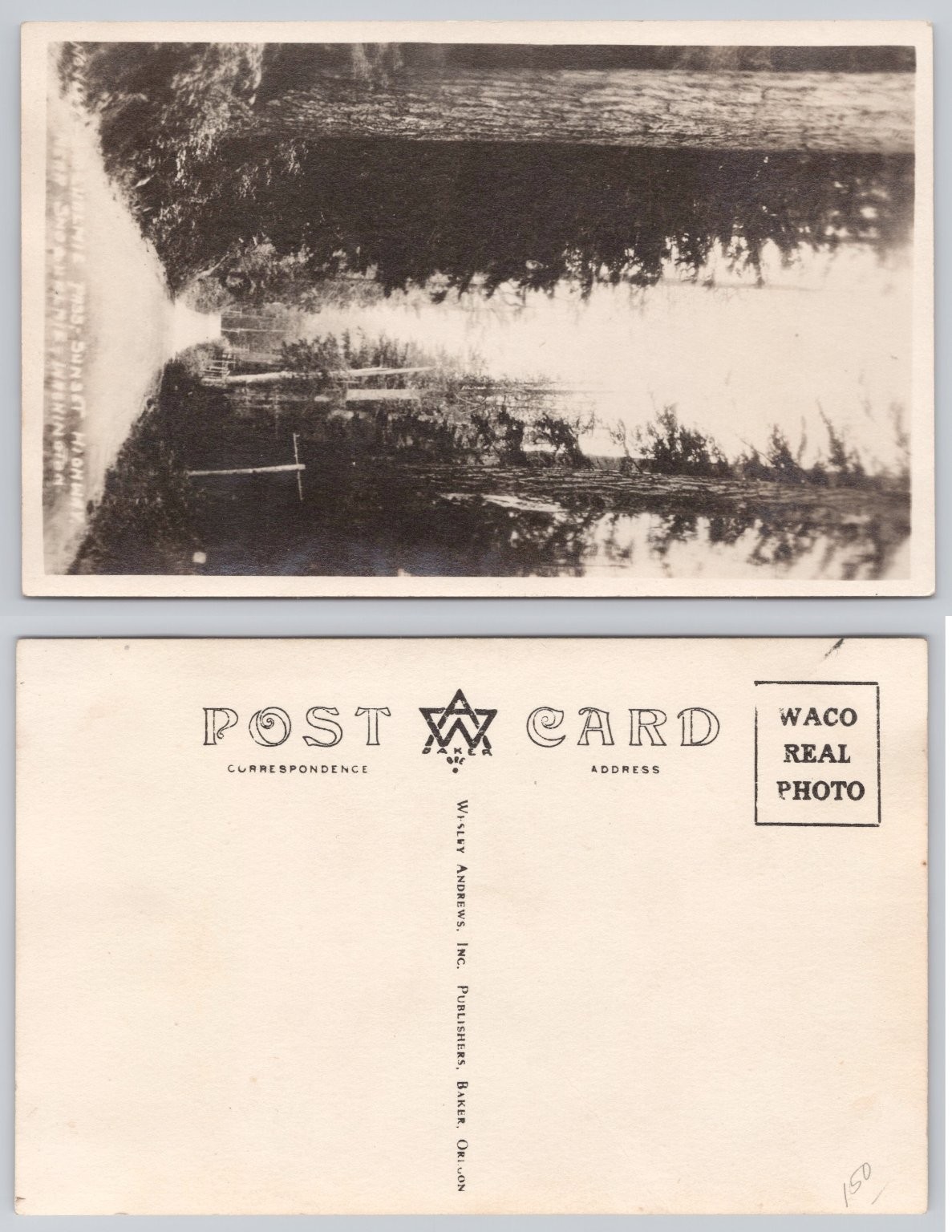 RPPC Sunset Lake River Washington Scenic Wisley Andrews Postcard