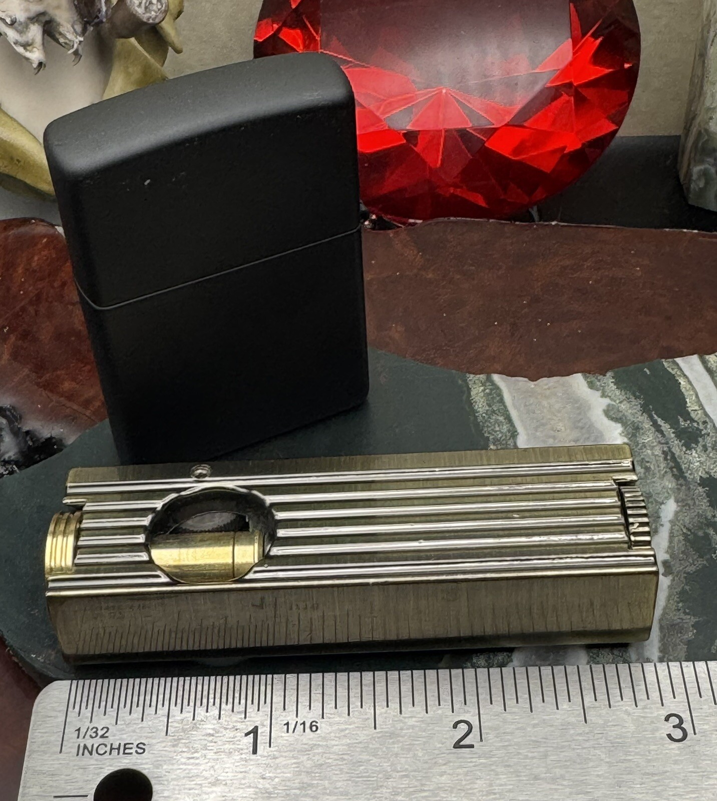 •NEW• Original Dolphin 1989 Brass Lighter for Tobacco Pipe;Uses Zippo Wic & Flnt