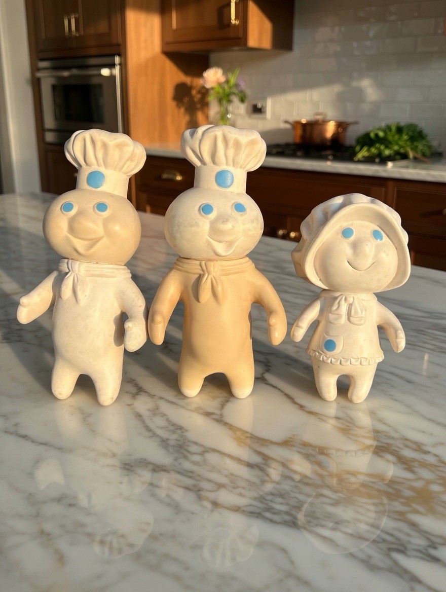 Vintage Pillsbury Doughboy Family Set (3)- 1970s Vinyl  very cool hard to find. 