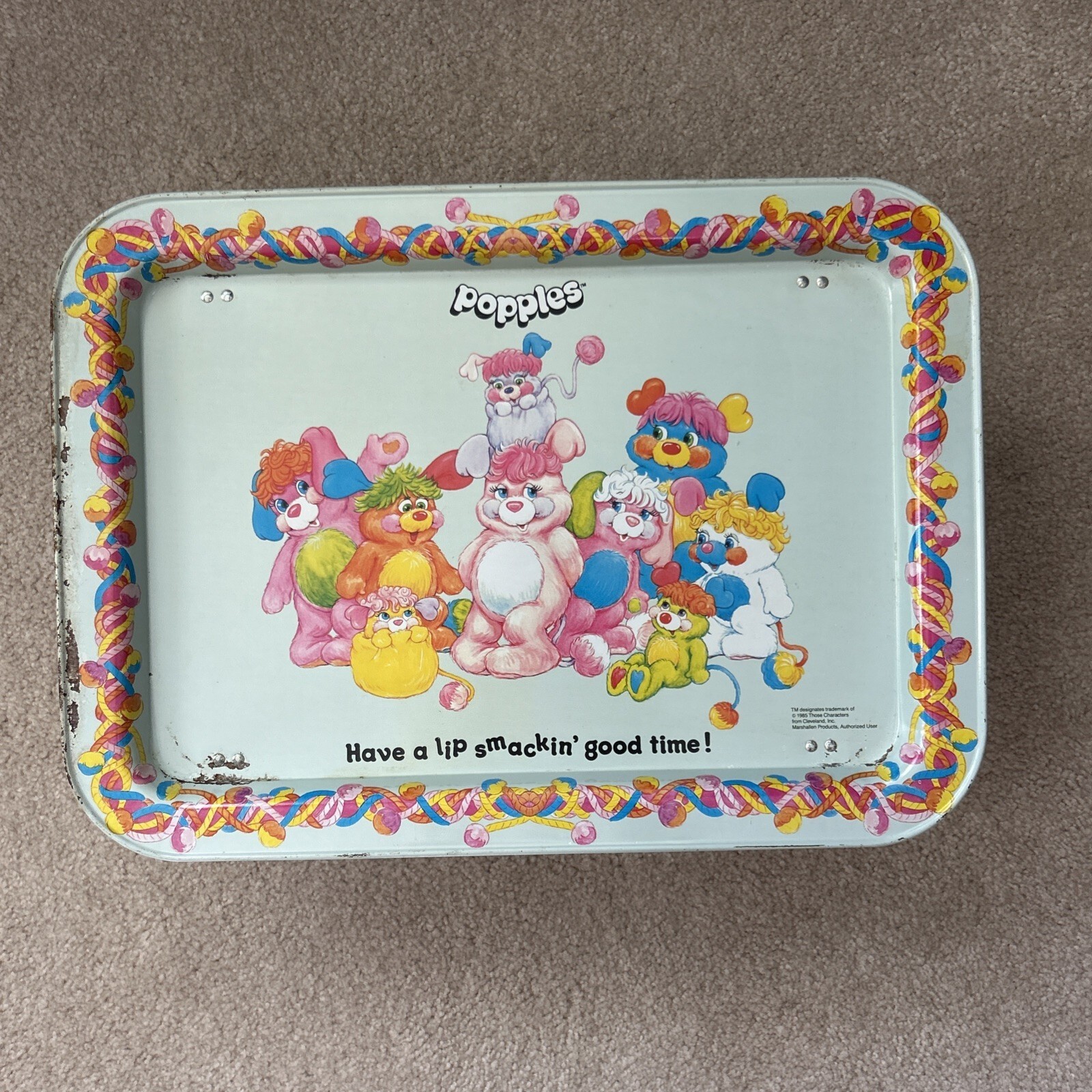 Poppies Folding Metal TV Lap Tray Vintage 1985 17”x12” rare