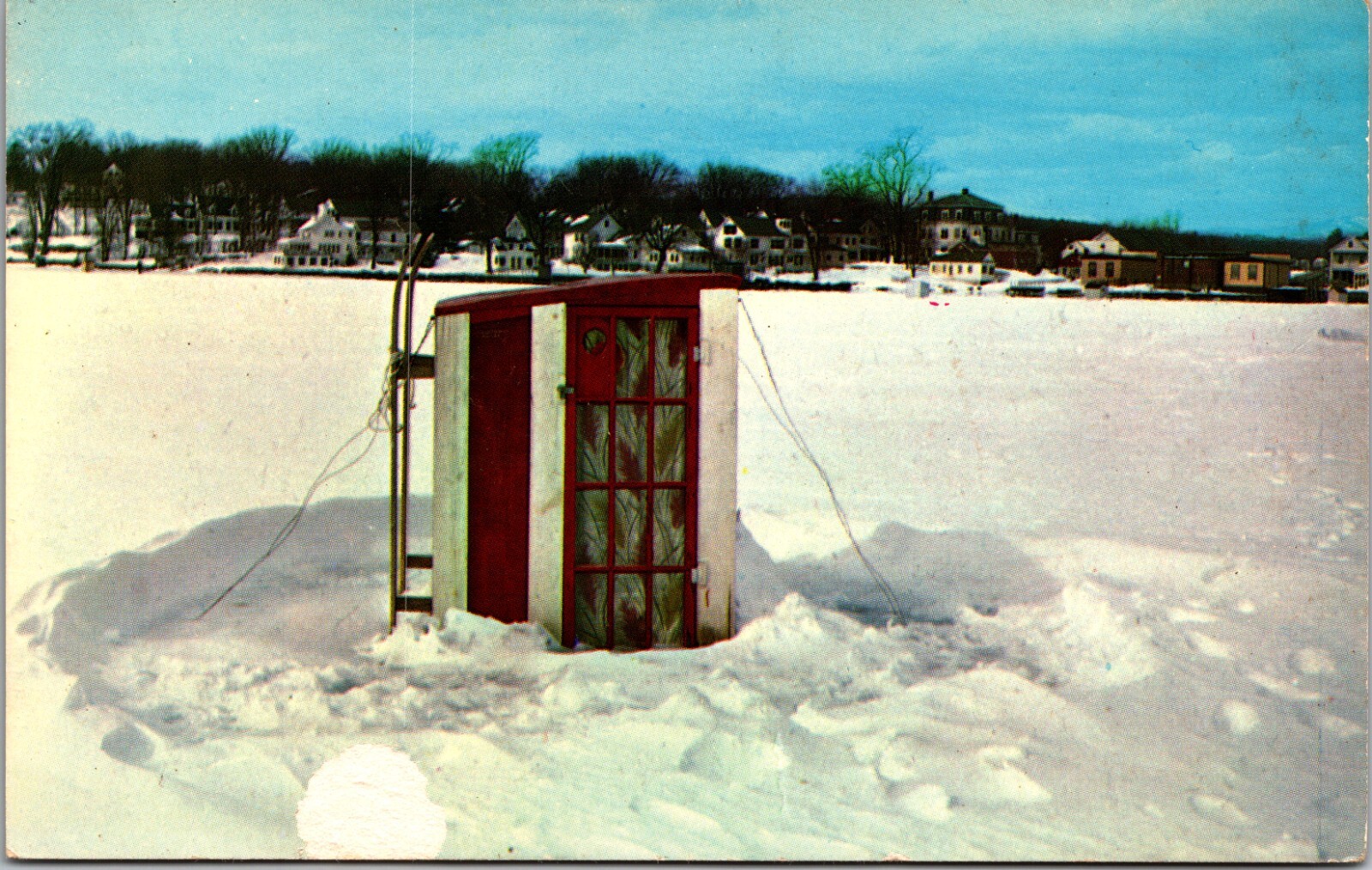 Postcard Ice Fishing Bob House  C15