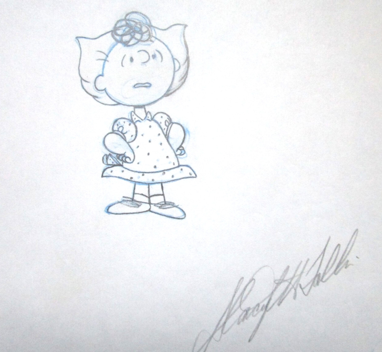 1980s SIGNED SALLY PEANUTS Charles SCHULZ ORIGINAL PRODUCTION cel DRAWING snoopy