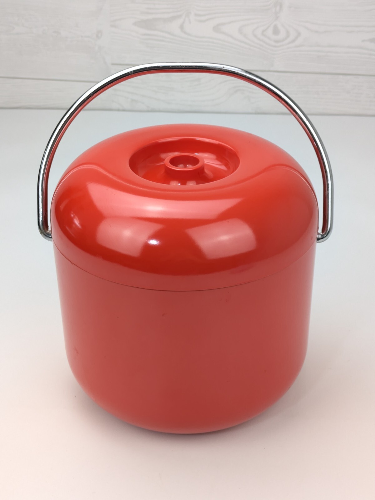 Vintage 70s Italian Designer RED Ice Bucket Ambrogio Pozzi Primaluna Collection