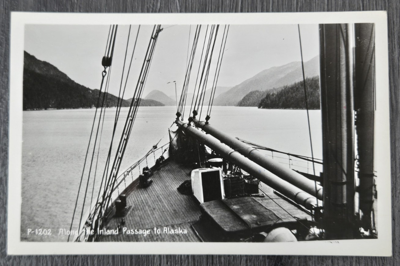 Vintage EKC B&W RPPC Postcard Boat & Ship Inland Passage to Alaska