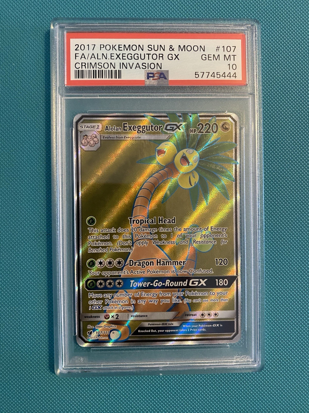 Pokémon TCG 2017 Alolan Exeggutor GX 107 Crimson Invasion Low Pop 112