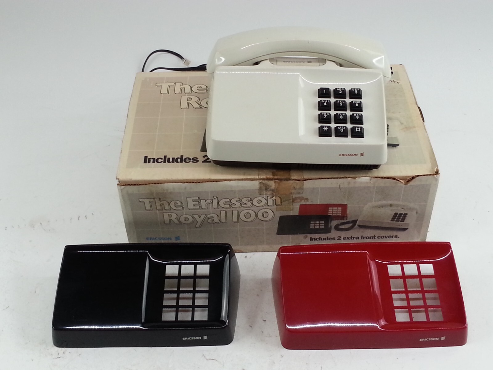 Vintage 1980s Ericsson Royal 100 Telephone Interchangeable Covers Original Box