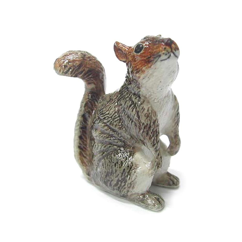 Northern Rose Gray Squirrel Standing - Miniature Porcelain Figurine