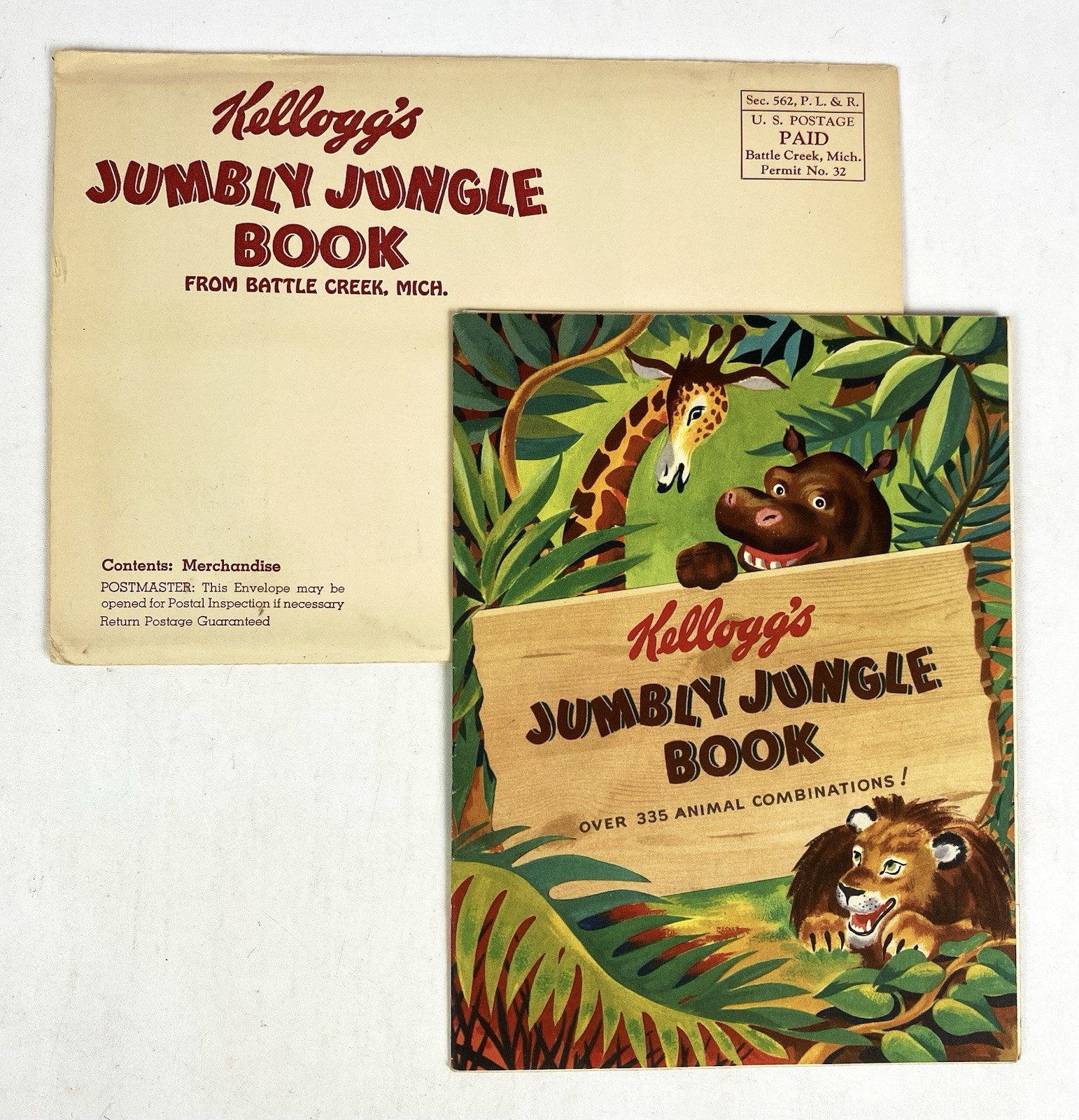 Vintage 1948 KELLOGG'S JUMBLY JUNGLE BOOK - NEW in Original Mailer