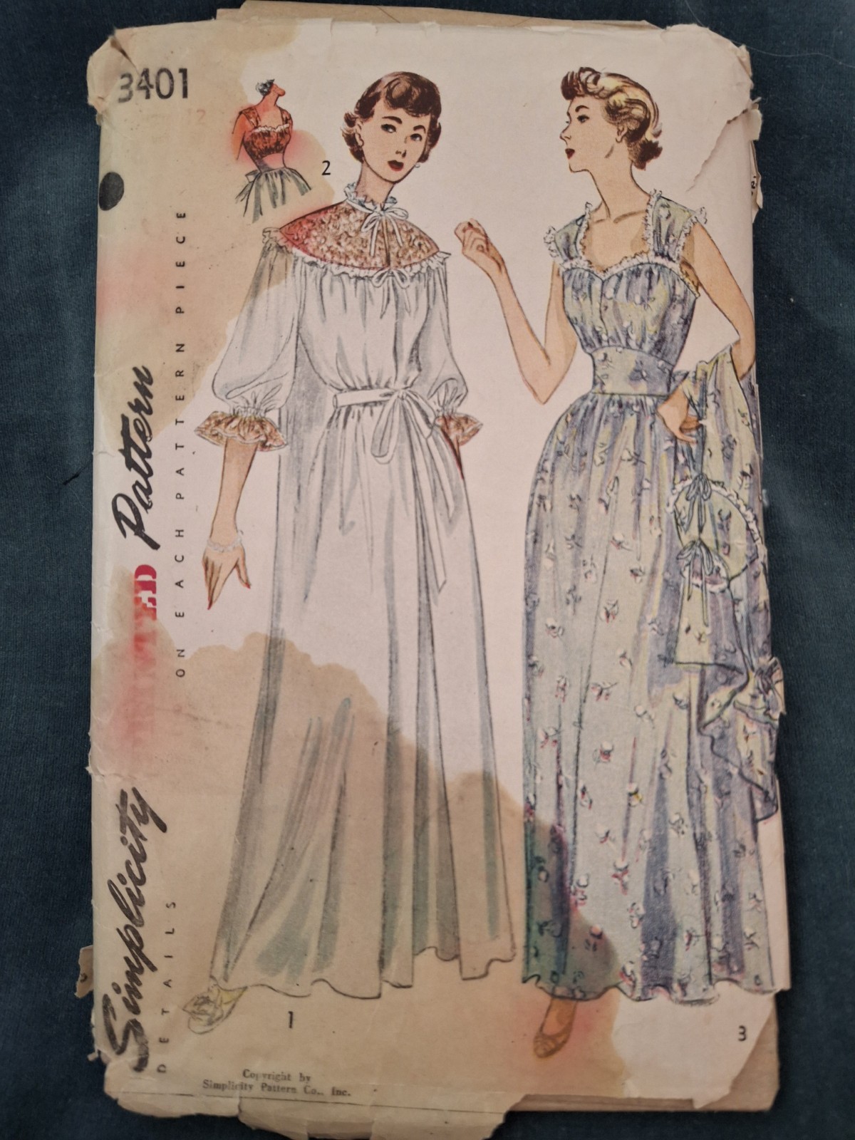 Vintage Simplicity EXQUISITE Robe/Nightgown Pattern 3401 Bust 30 Vintage Simplicity EXQUISITE Robe/Nightgown Pattern 3401 Bust 30