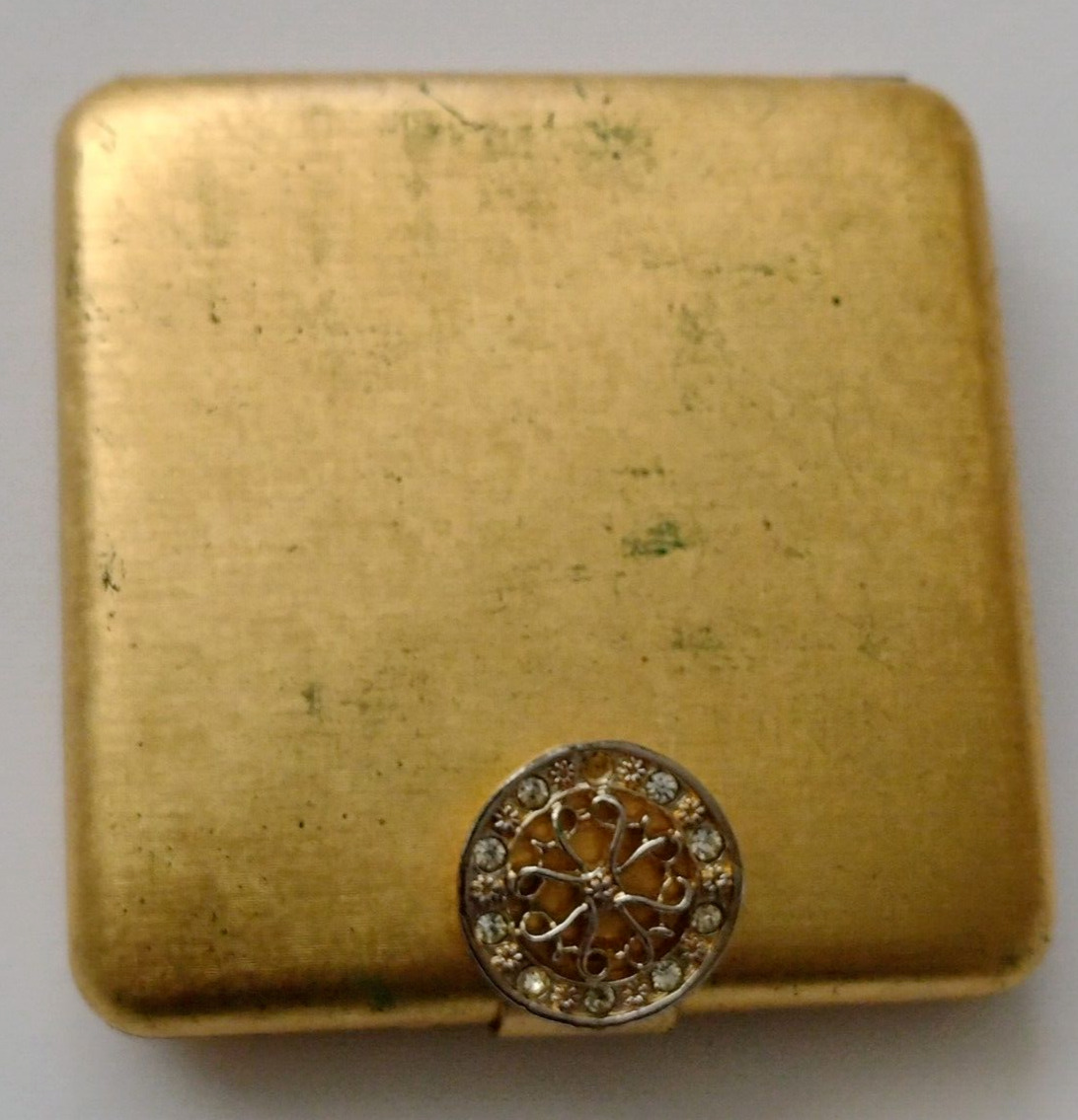 Vintage Avon Jeweled Gold Tone Powder Mirror Compact