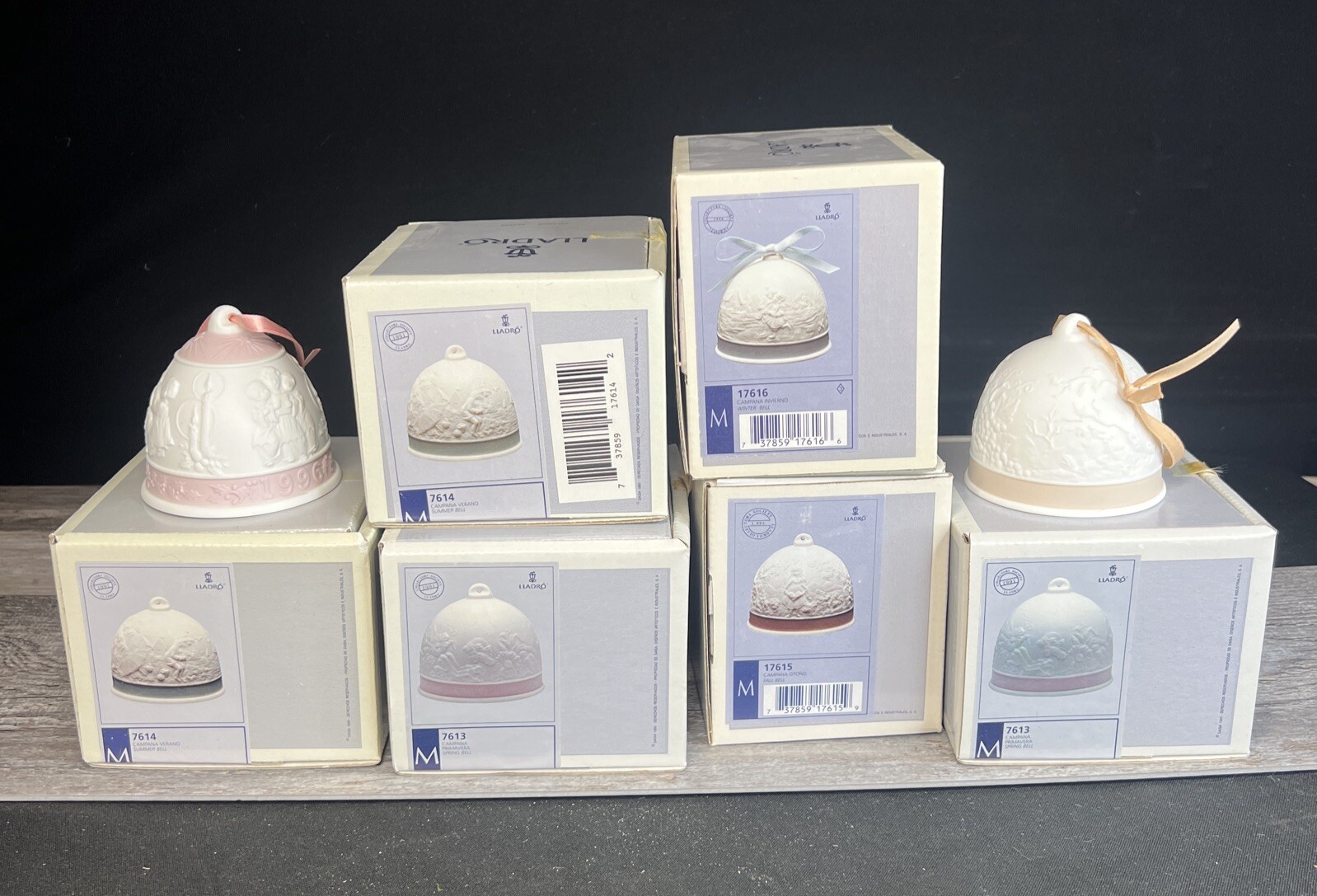 (8) Lladro Bells 7613 7614 7616 Fall Spring Original Box Porcelain Primavera