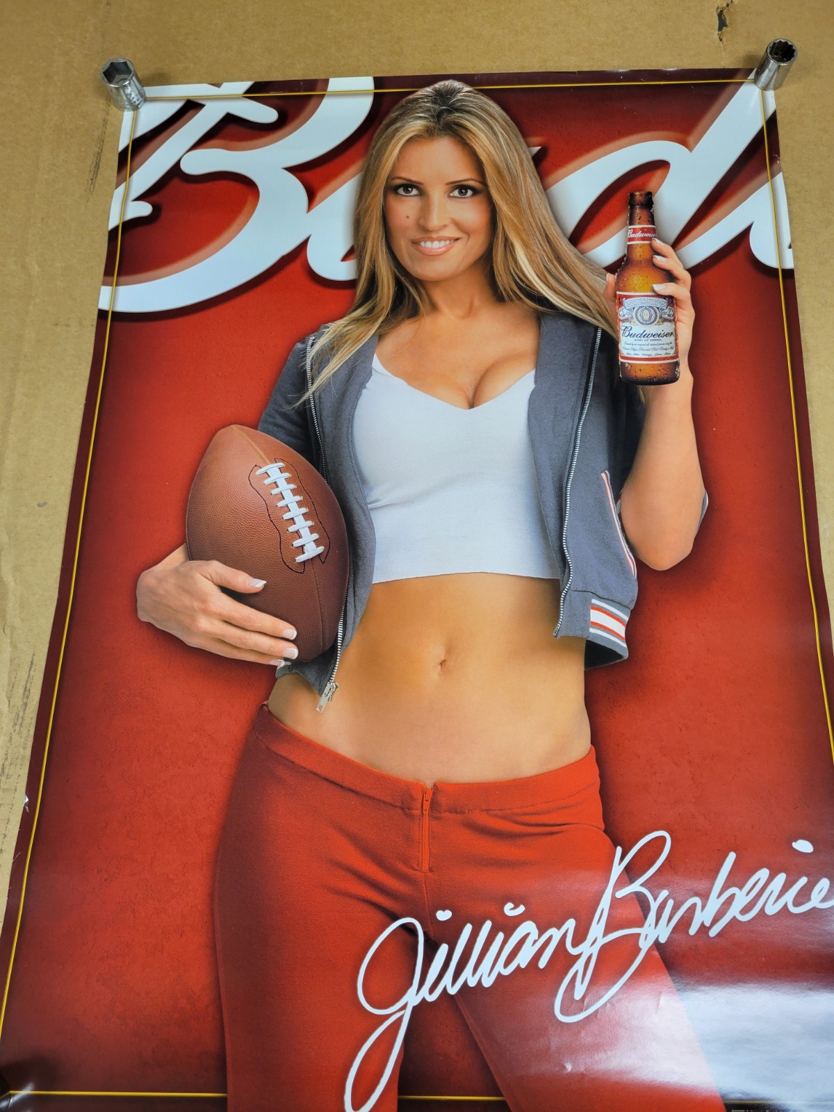  2002 Budweiser Beer Football  Sexy Jillian Barberie Poster 27x19 Inches  NEW 