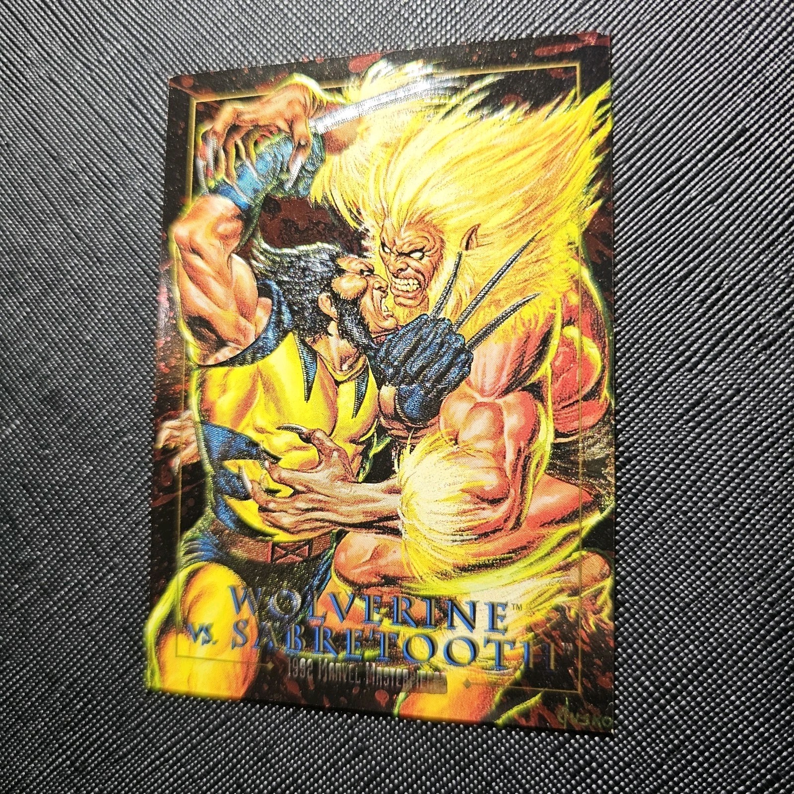 SkyBox 1992 Marvel Masterpieces 3-D Wolverine vs Sabretooth Card #3-D SkyBox 1992 Marvel Masterpieces 3-D Wolverine vs Sabretooth Card #3-D