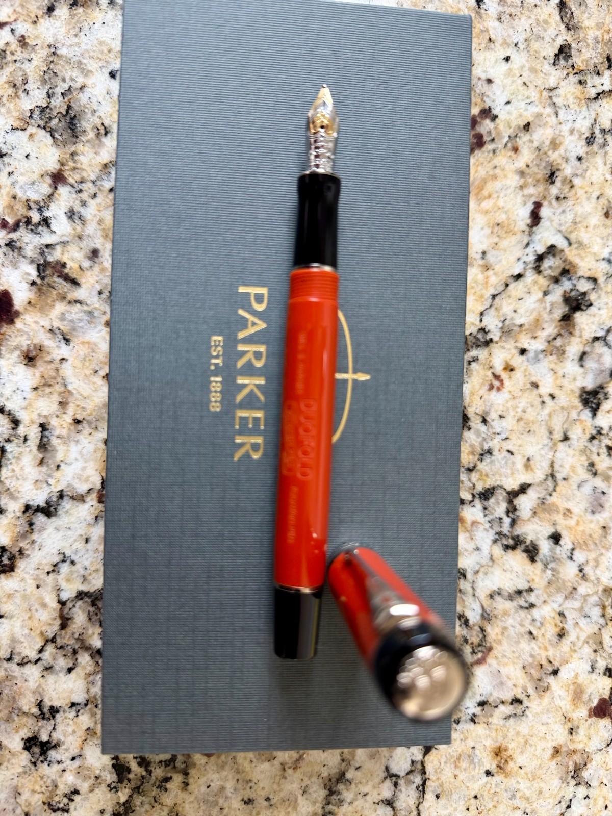Parker Duofold Centennial FP - Big Red Orange -18k Fine Nib - Used(Excellent)