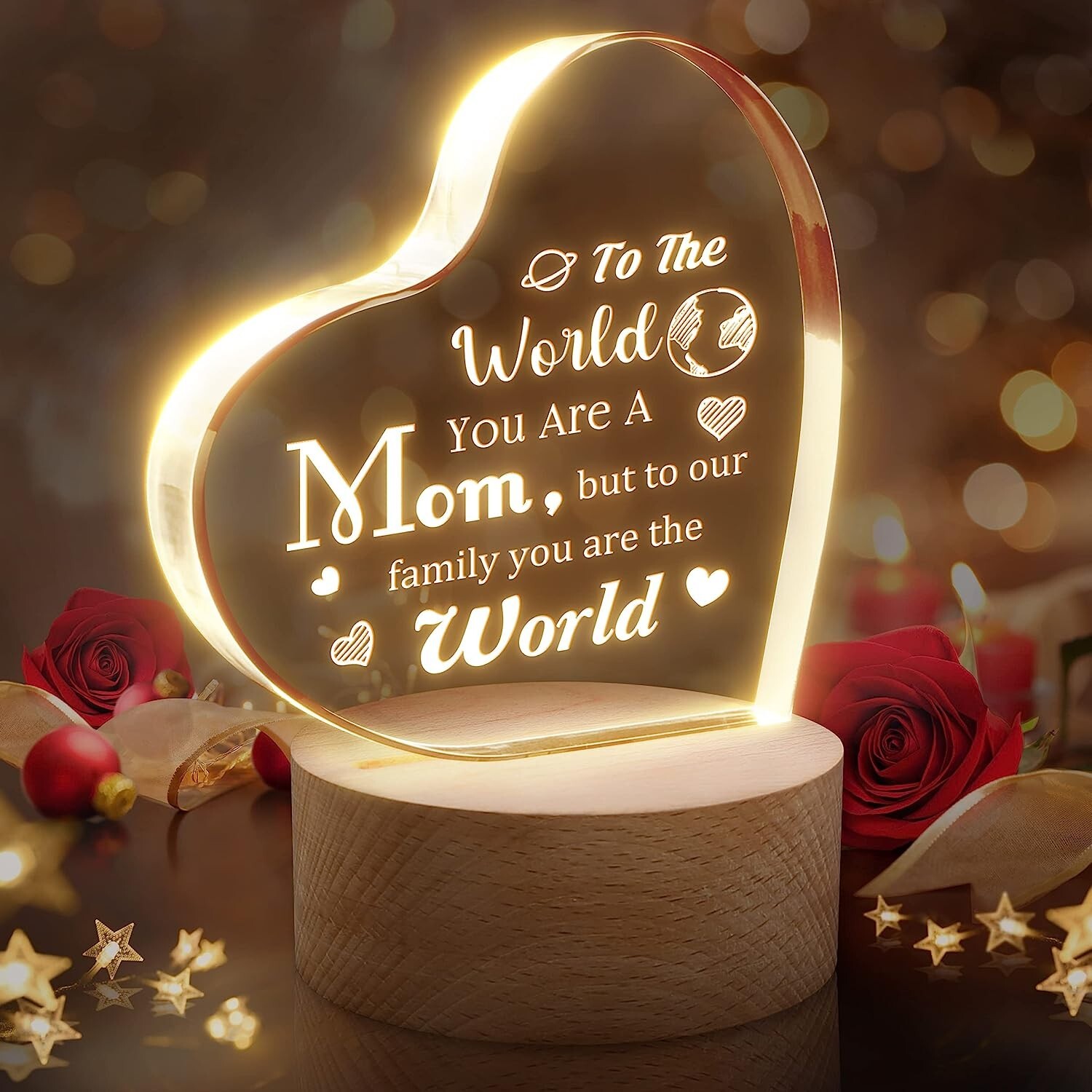 Acrylic Keepsake Gift For Mom USB Powered Base Night Light Acrylic Keepsake Gift For Mom USB Powered Base Night Light