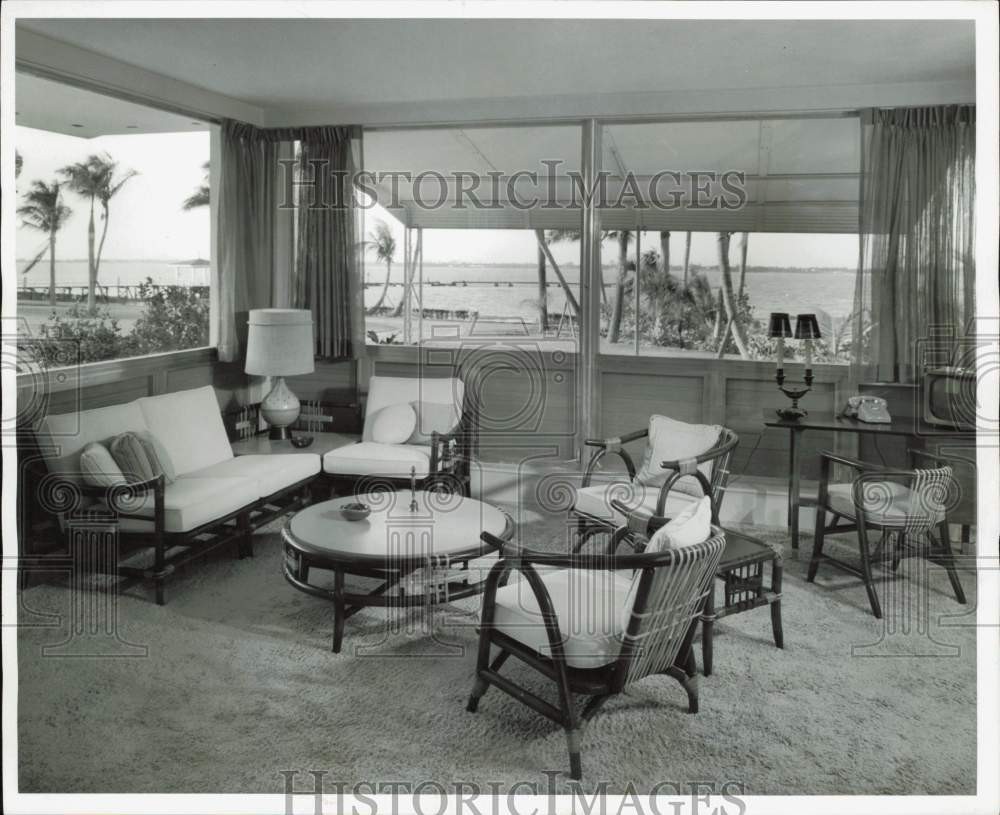 1957 Press Photo Jarves H. Raud design for a living room - lrb32033 1957 Press Photo Jarves H. Raud design for a living room - lrb32033