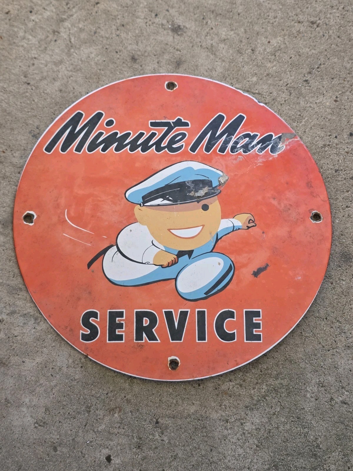 VINTAGE MINUTE MAN SERVICE PORCELAIN GAS STATION SIGN 12\ VINTAGE MINUTE MAN SERVICE PORCELAIN GAS STATION SIGN 12\