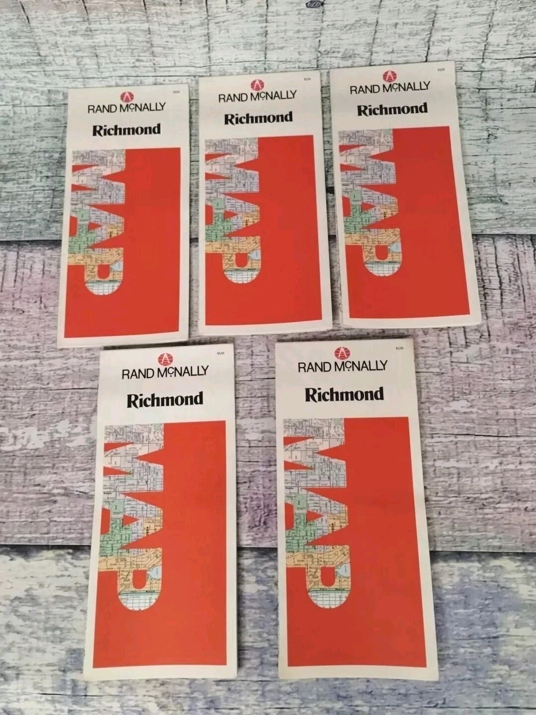 Rand McNally Vintage Folding Map  Richmond Virginia Set of 5 