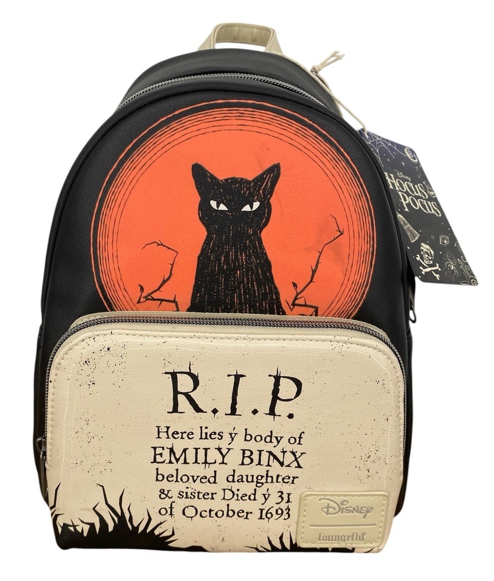 Loungefly Disney Hocus Pocus Binx & Emily Binx R.I.P. Mini Backpack Black
