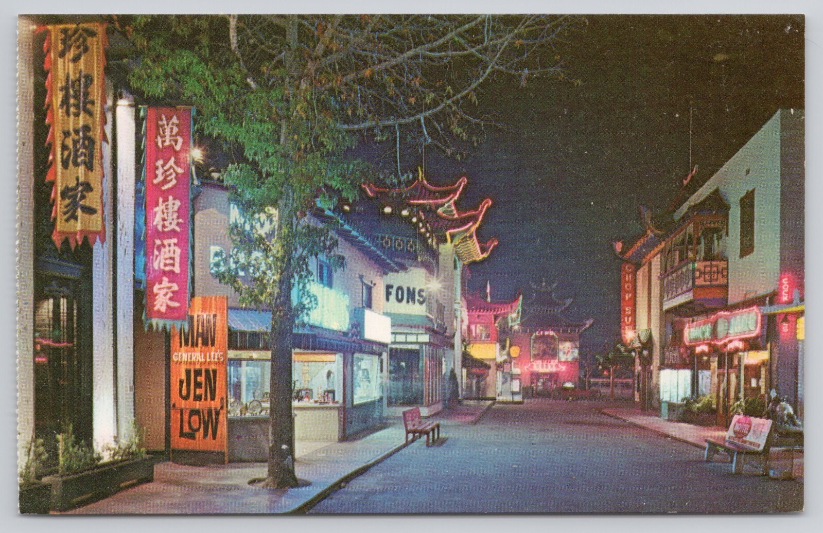 Picturesque Chinatown Night Street Scene San Francisco California CA Postcard