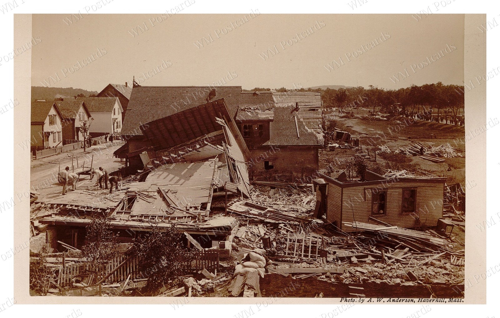 Lawrence Massachusetts 1890 Houses Debris Horse Cart Standard Postcard