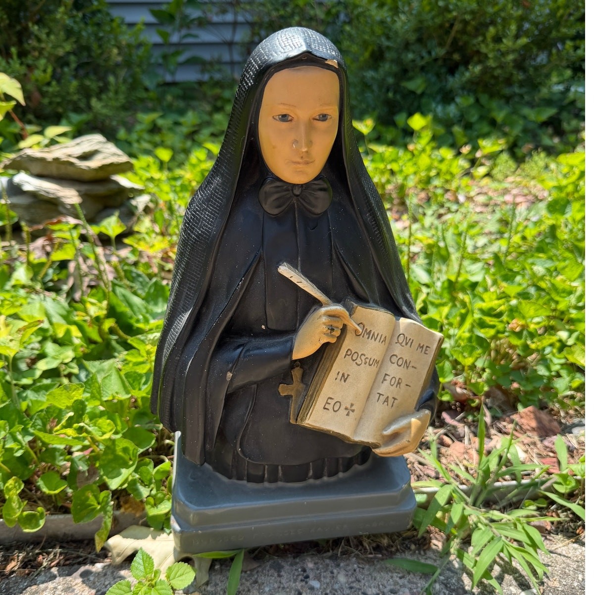 Vintage Chalkware Saint Frances Xavier Mother Cabrini Statue 1940s 14