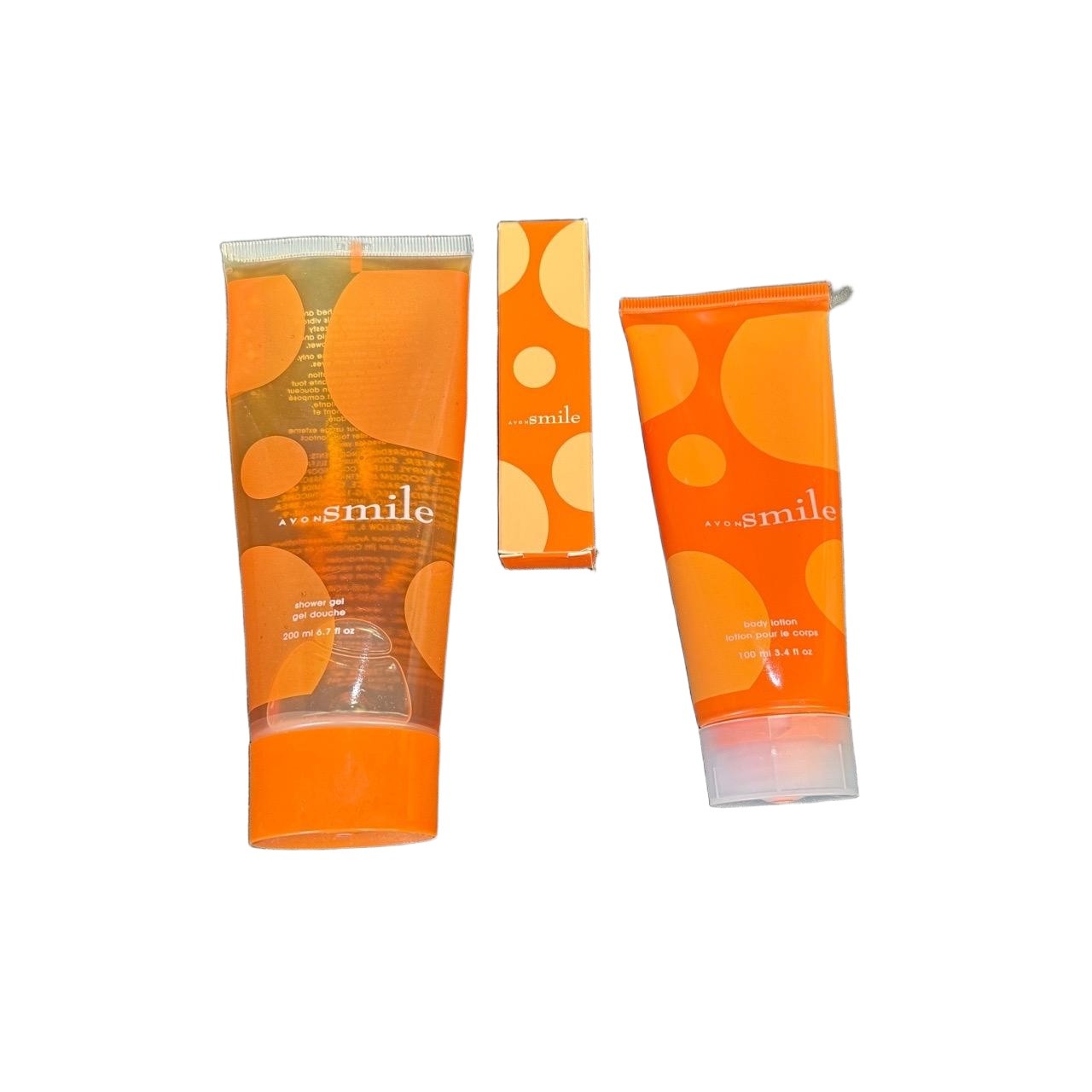 Avon Smile Beauty Set 200ml 100ml Orange Yellow New Vintage Discontinued