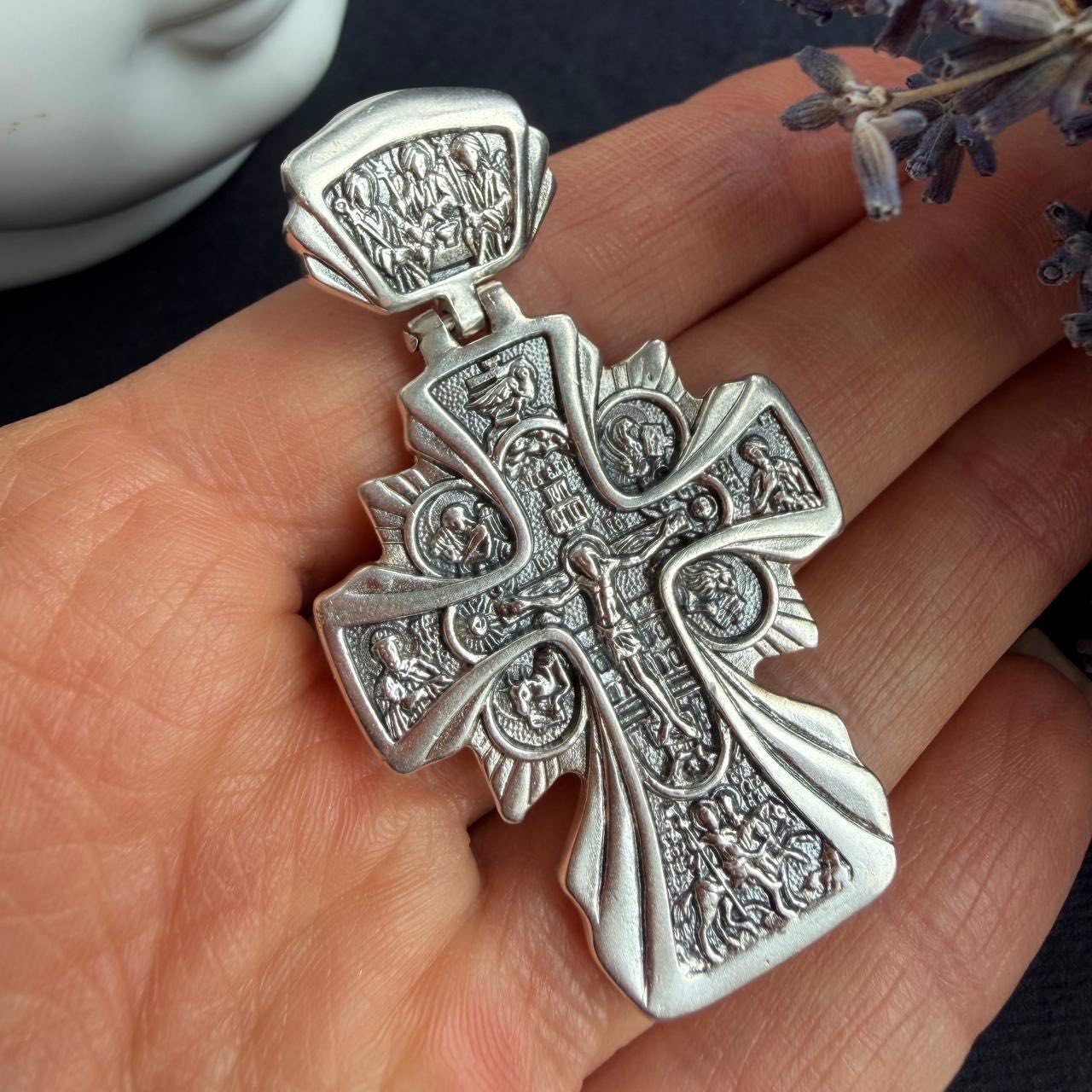 Large Vintage 925 Sterling Silver Orthodox Crucifix Cross Pendant Jewelry Jesus Large Vintage 925 Sterling Silver Orthodox Crucifix Cross Pendant Jewelry Jesus