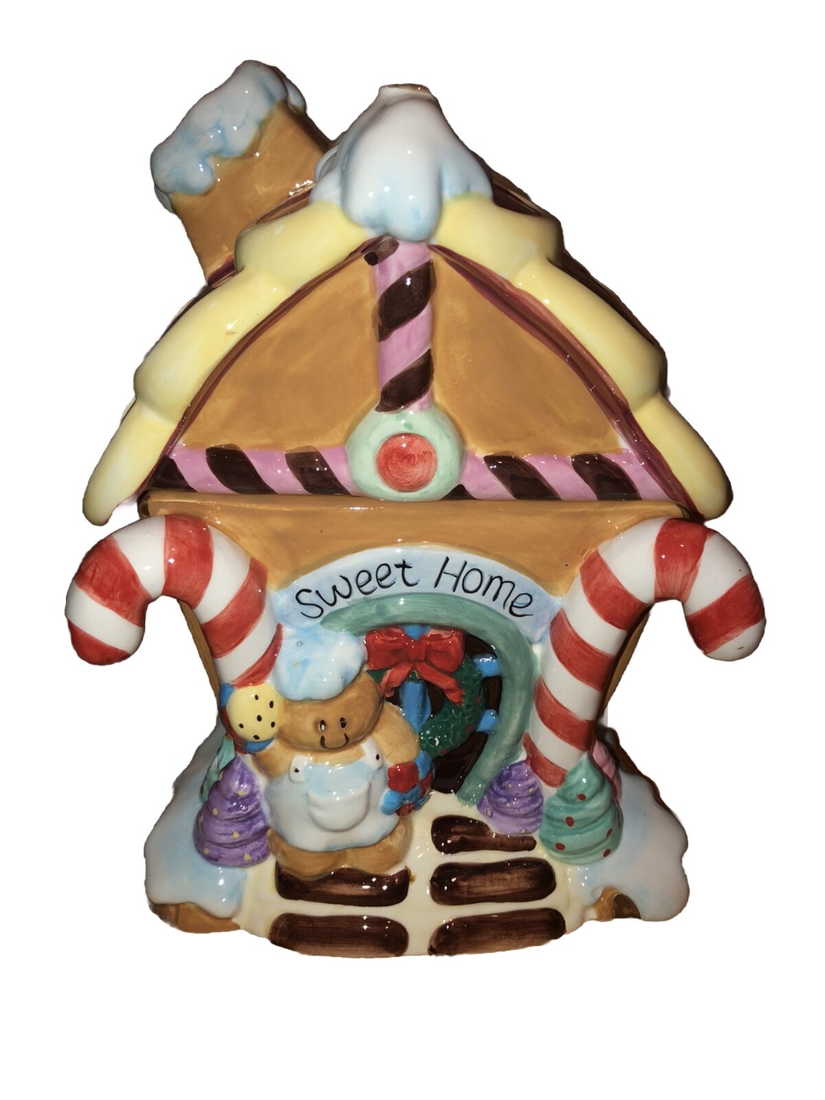 Adorable Ceramic Christmas Gingerbread House And Man Cookie Jar ￼