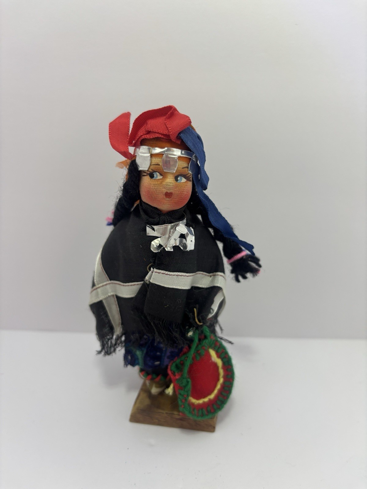 Vintage 1977 Mapuche Indian Doll Chile South American Folk Art - Hand Painted