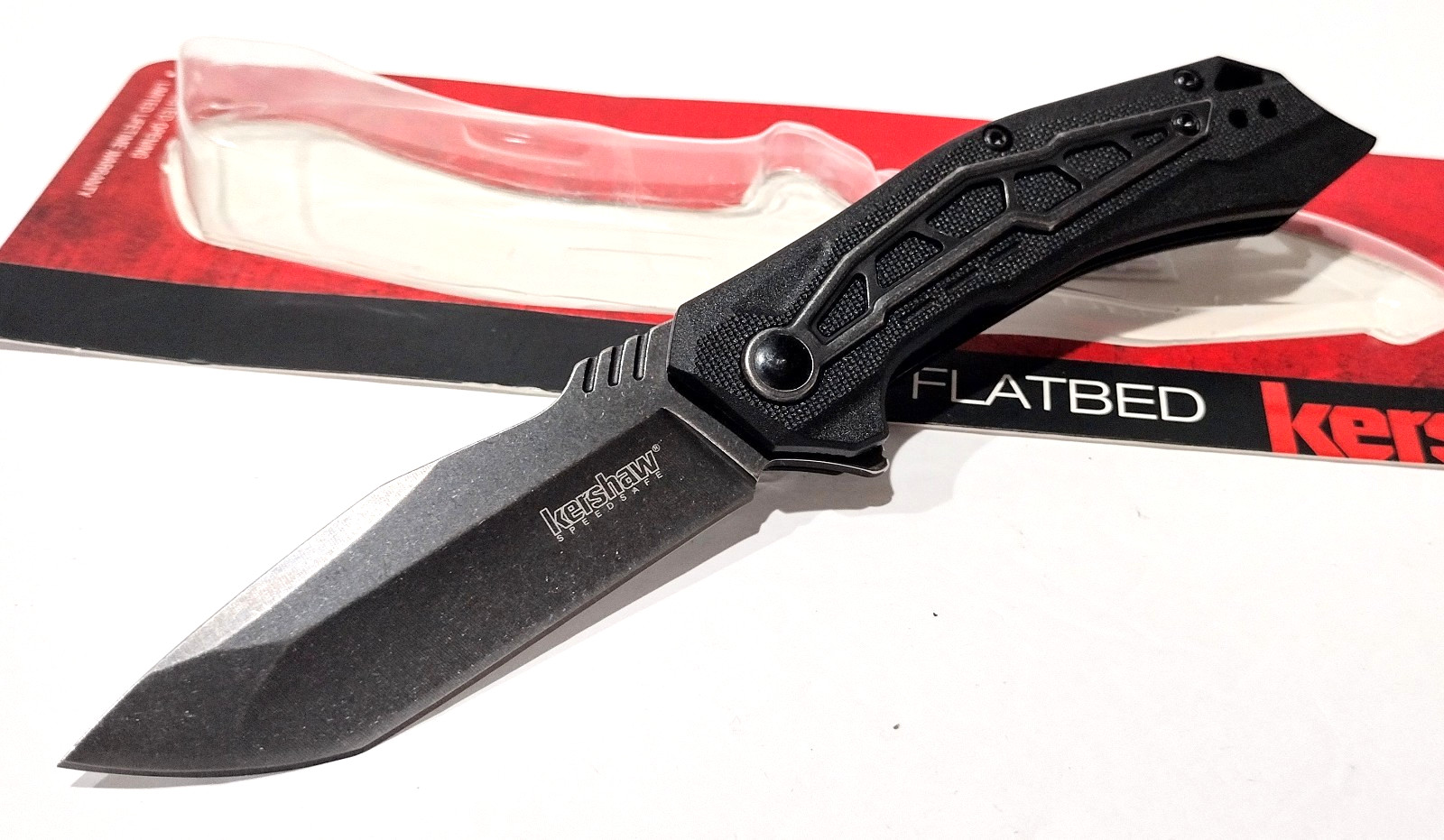 KERSHAW KS1376 Black Flatbed Spring Open Assisted Tactical Folding Pocket Knife KERSHAW KS1376 Black Flatbed Spring Open Assisted Tactical Folding Pocket Knife
